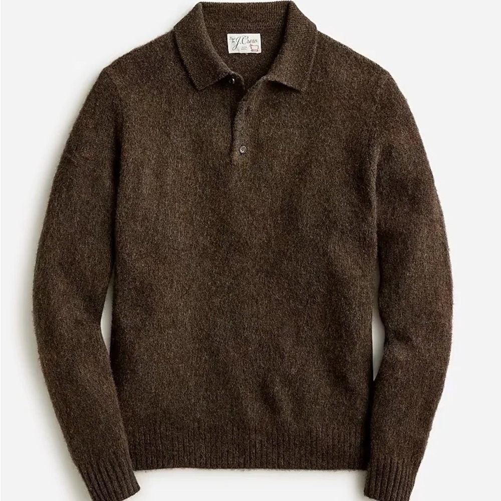 J. Crew Brushed Wool Polo Sweater